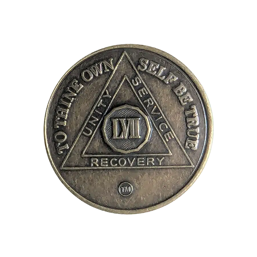 AA Recovery token with unity symbol celebrating 57 year