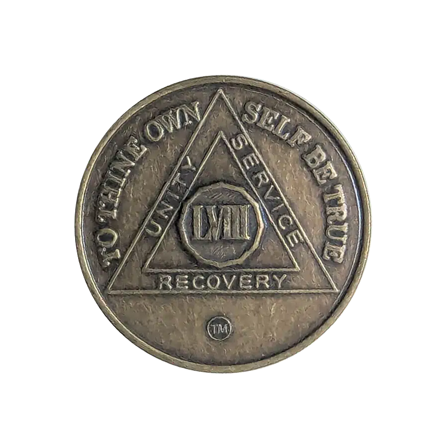 AA Recovery token with unity symbol celebrating 58 year