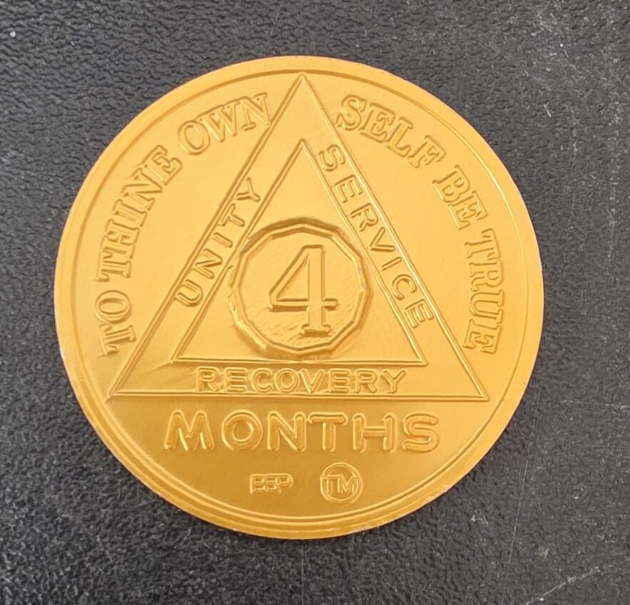4 Month AA Gold Sobriety Chip