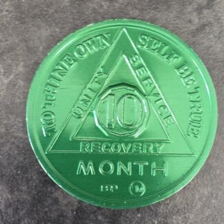 10 Month AA Green Sobriety Chip
