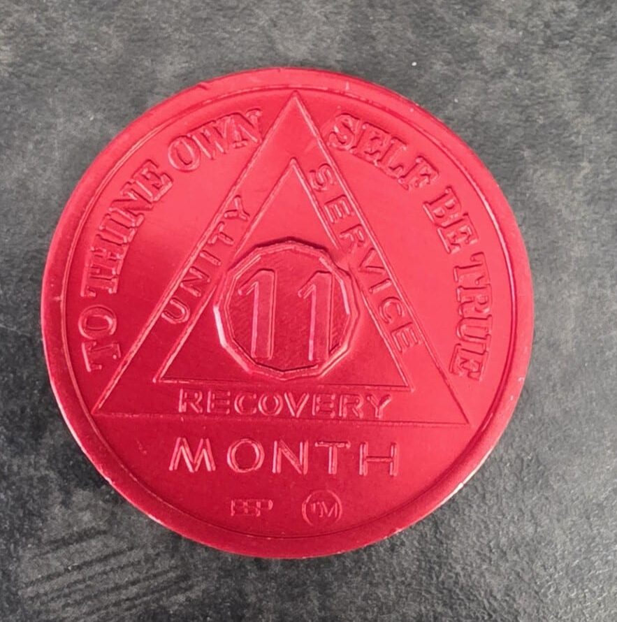 11 Month AA Red Sobriety Chip